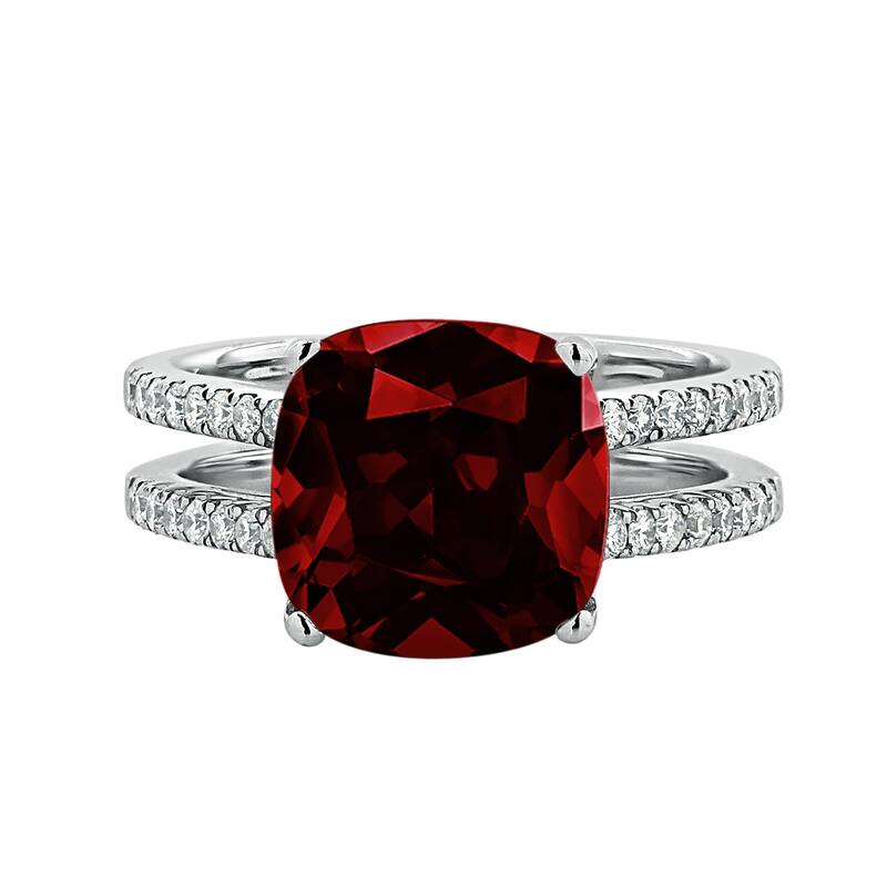 Auriya Modern 5ct Cushion-cut Garnet and Diamond Engagement Ring 1/4cttw 14k Gold