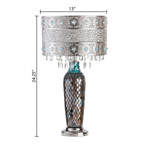 Antique table lamp clearance with hanging crystals