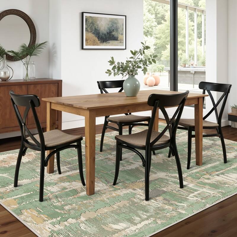 Mcow Textural Wash Collection Abstract Low-Pile Machine-Washable Area Rug