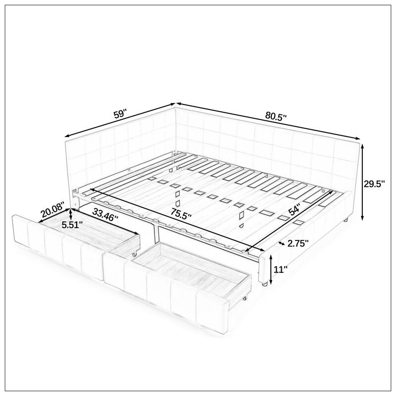 Full Size Storage Upholstered Tufted Bed Frame for Bedroom