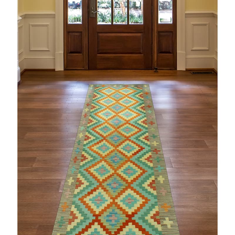 Sangat Flatweave Obiadull Rust/Beige Runner - 2'10" x 9'9"