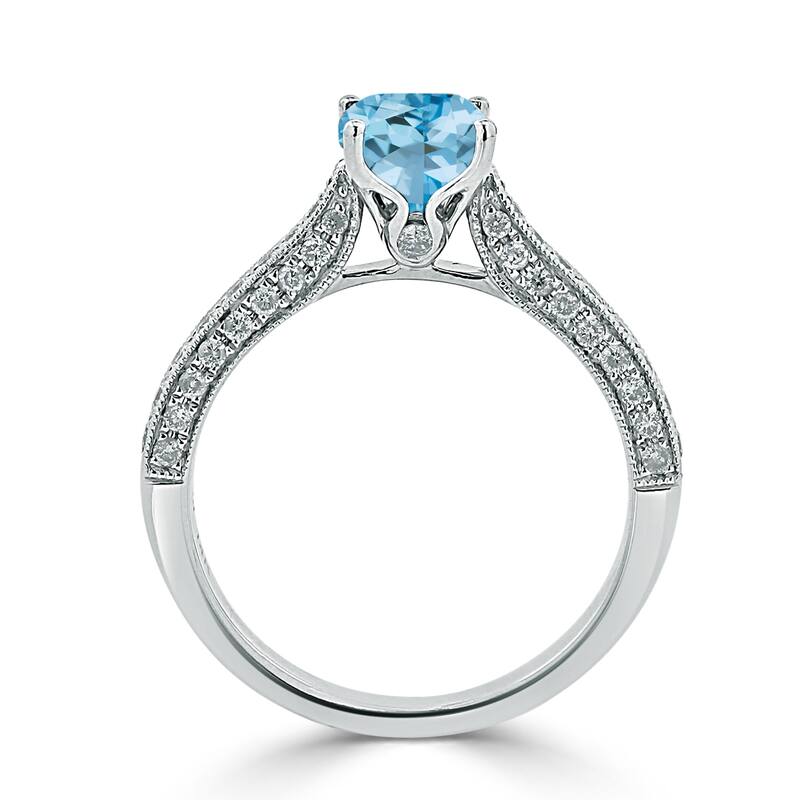 Auriya 1ct Unique Cushion-cut Sky Blue Topaz and Diamond Engagement Ring 3/8ctw 14k Gold