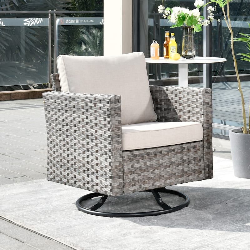 OVIOS Swivel Rocking Wicker Chair
