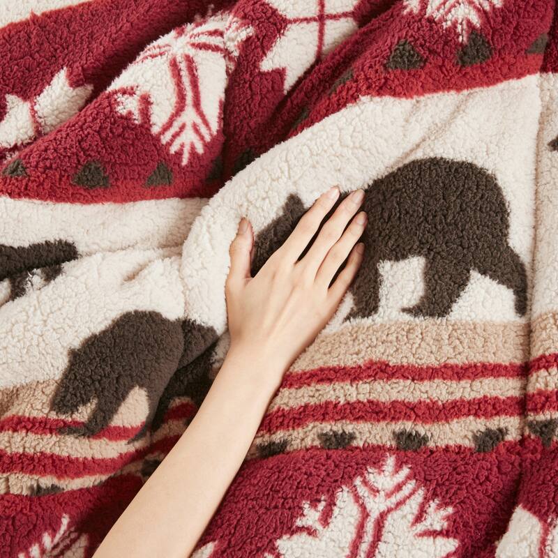 Woolrich Tunbridge Red/Black Print Sherpa Comforter Set