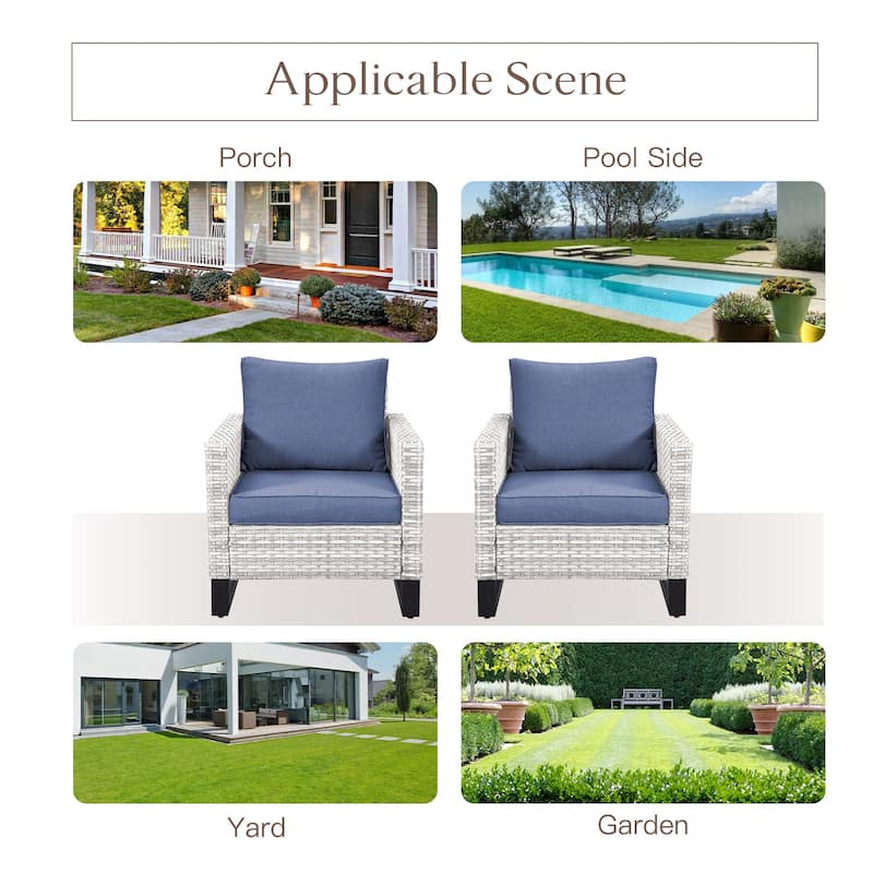 6 Piece Outdoor Sofa with Chair with Ottoman Set