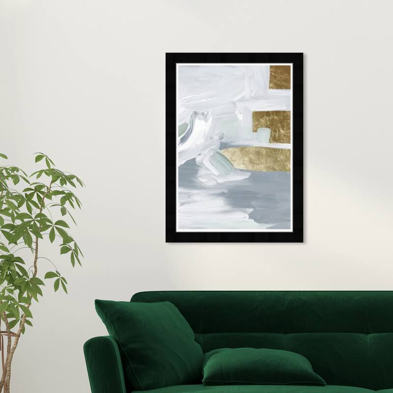 Wynwood Studio Prints Abstract Faded Into Gold White and Modern & Contemporary Wall Art Canvas Print - Black