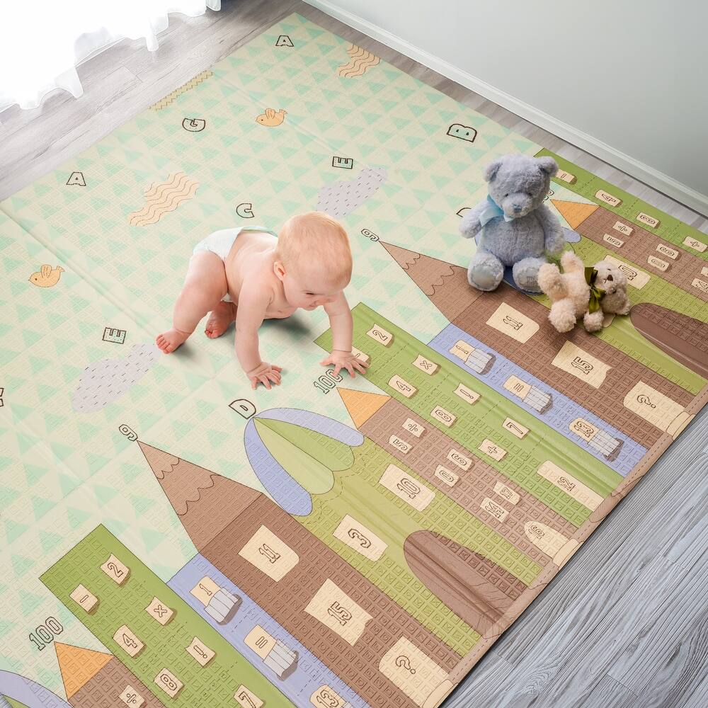 Sorbus Foldable Baby Kids Play Mat, Floor Foam Mats with Travel Bag - Waterproof Foldable - 78" x 70" x 0.4" - 78 x 70 x 0.4”