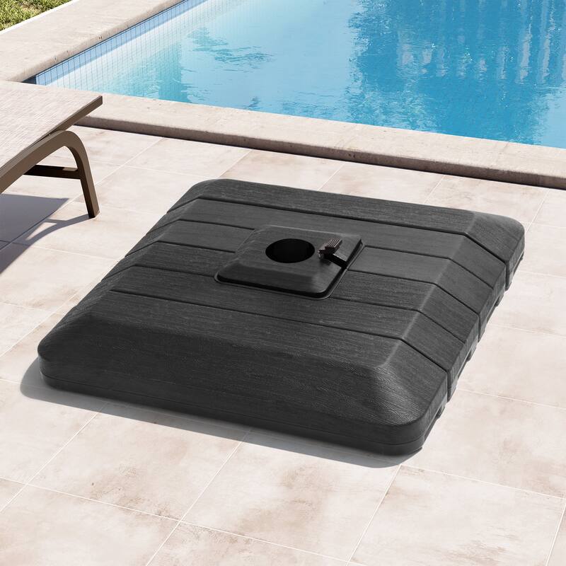 Outdoor Patio Dual Top Cantilever Umbrella with 4-Piece Fillable Weighted Base