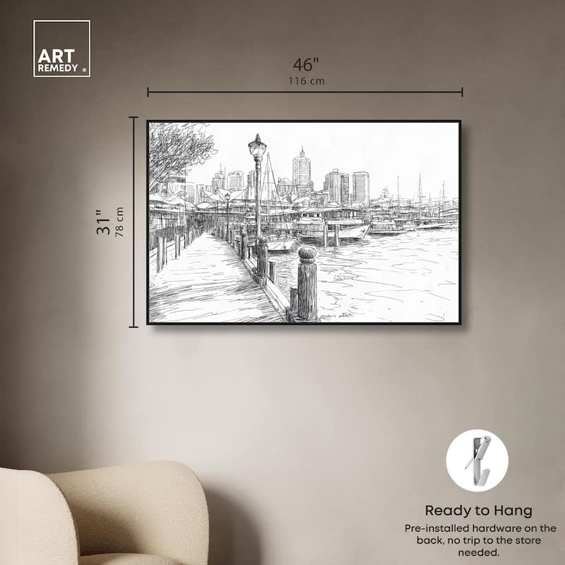 Harbour City Ink Canvas by Art Remedy