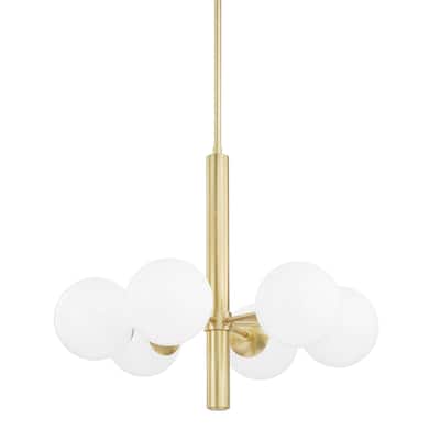 Mitzi by Hudson Valley Stella 6-light Chandelier with Opal Shiny Glass