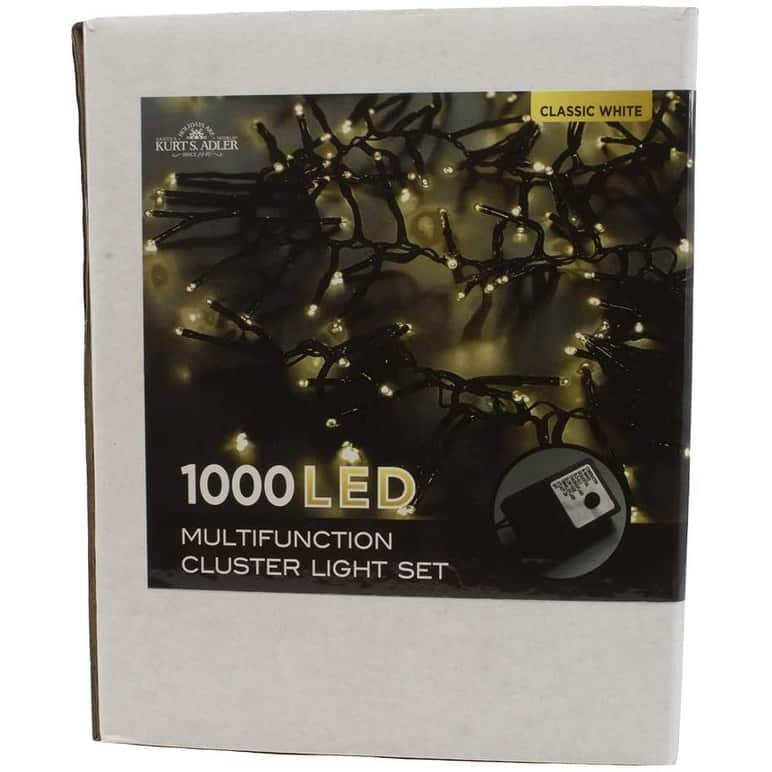 Kurt Adler 3000-Light 98-Foot Cluster Garland with Classic White LED Lights
