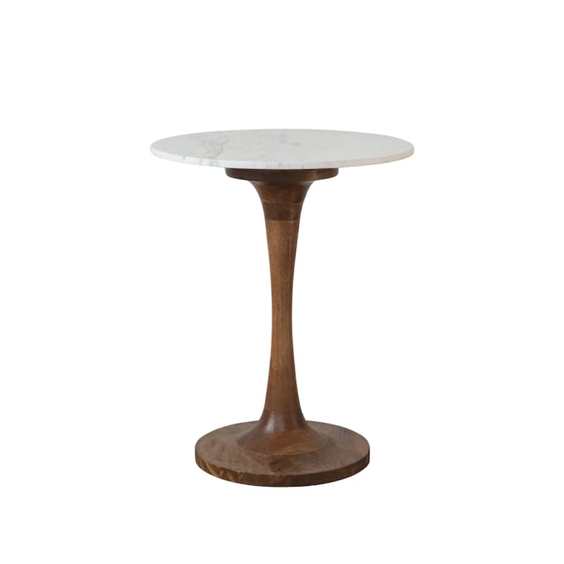 Mango Wood and Marble Tulip Table - Marble - Natural