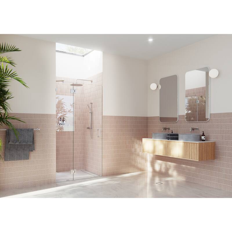 Glass Warehouse 78" x 43.75" Frameless Shower Door - Glass Hinge - Brushed Nickel