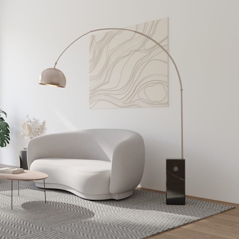 Arco Floor Lamp with Modern Arc Light, 136lb Italian Marble Base & Adjustable Brushed Stainless Steel Shade - N/A