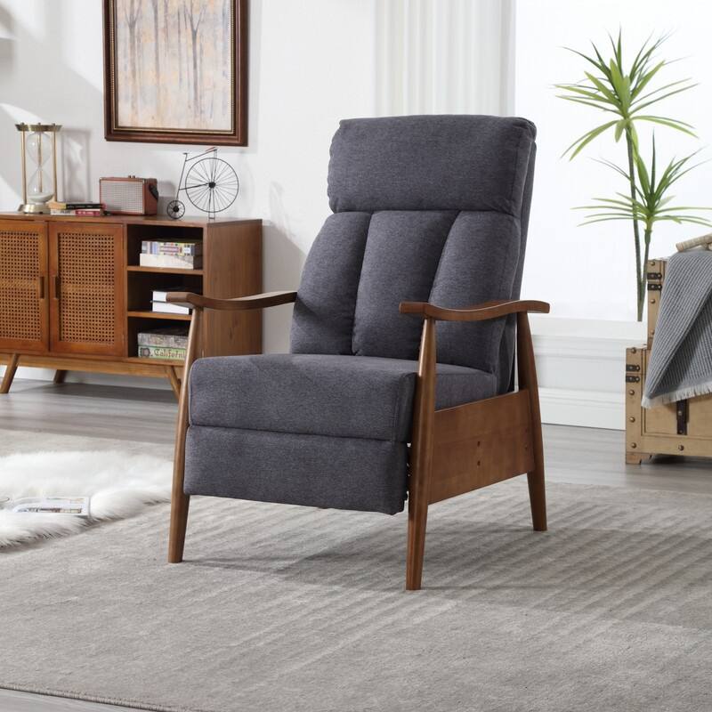 Modern Accent Chair Lounge Chair, Wood Frame Adjustable Recliner Chair - Grey