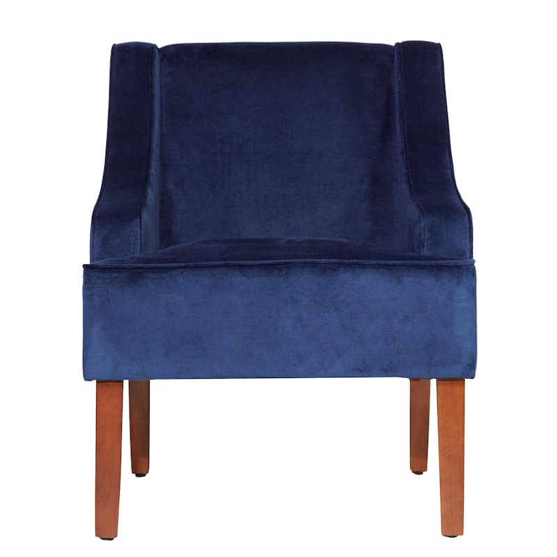 Porch & Den Lyric Navy Velvet Swoop Arm Accent Chair