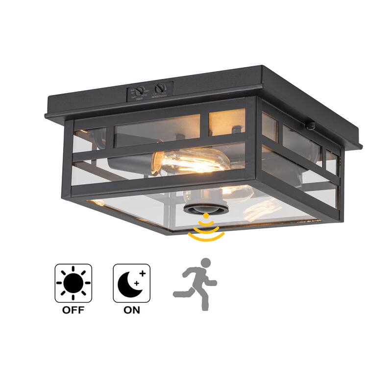 C Cattleya 2-Light Motion Sensor Outdoor Flush Mount Ceiling Light