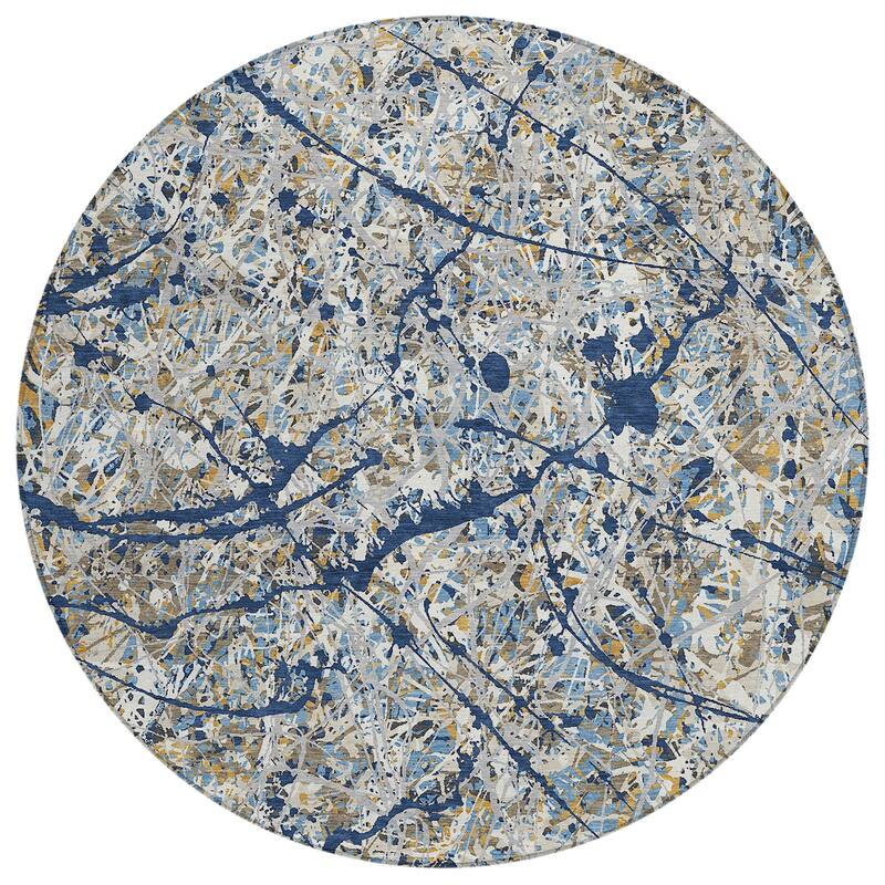 Machine Washable Indoor/ Outdoor Modern Splatter Chantille Rug