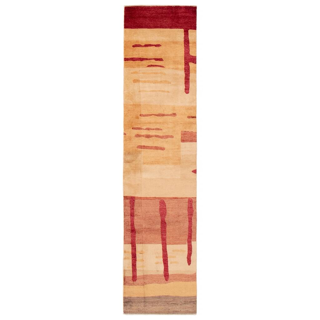 ECARPETGALLERY Hand-knotted Finest Peshawar Ziegler Ivory, Red Wool Rug - 2'5 x 10'2