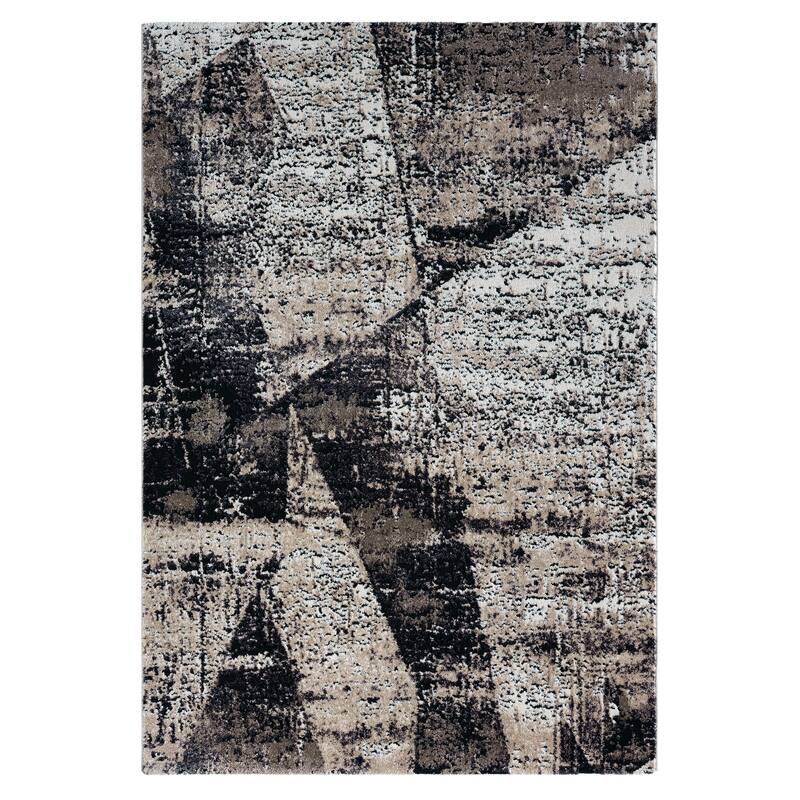 Bergamo Collection Brown/Black Abstract Geometric Area Rug - 3'11'' x 5'3''