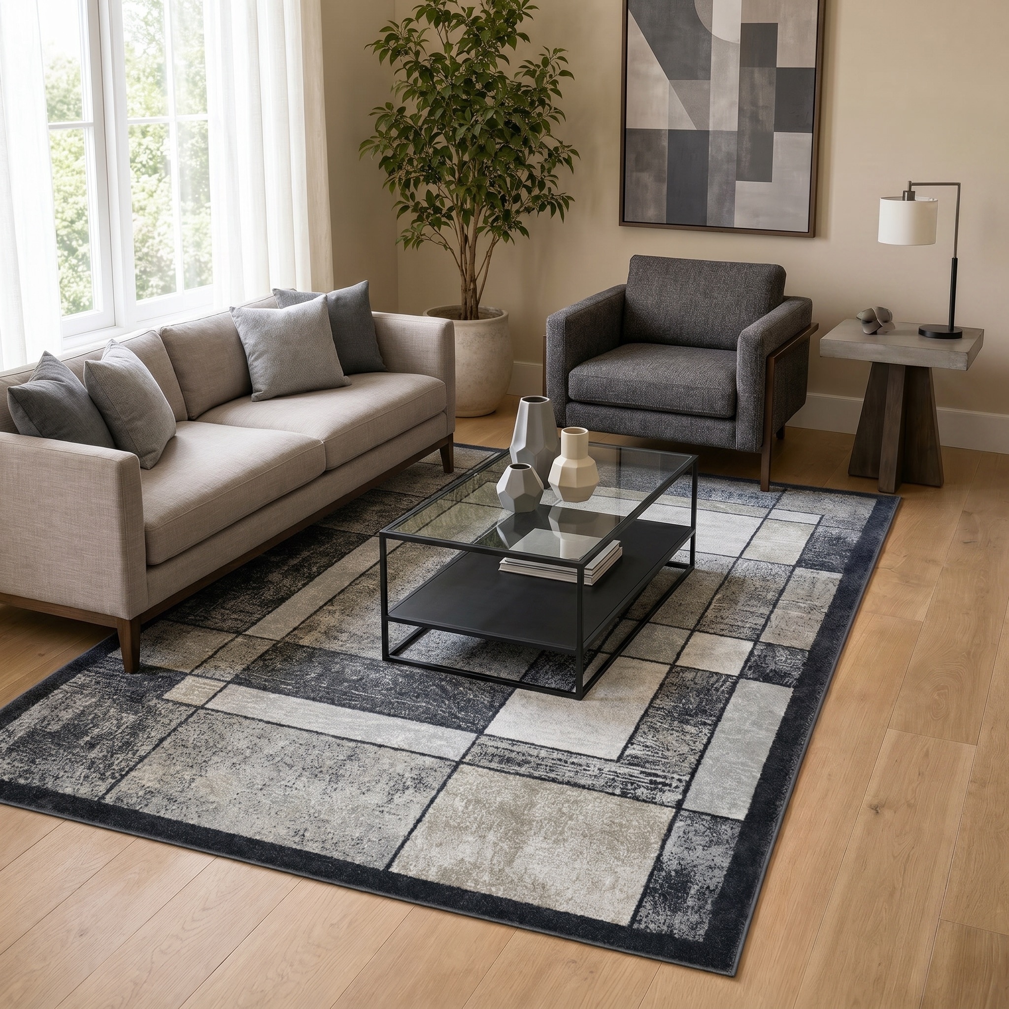 MDA Rugs Alloy Collection Modern Blue/Grey Area Rug