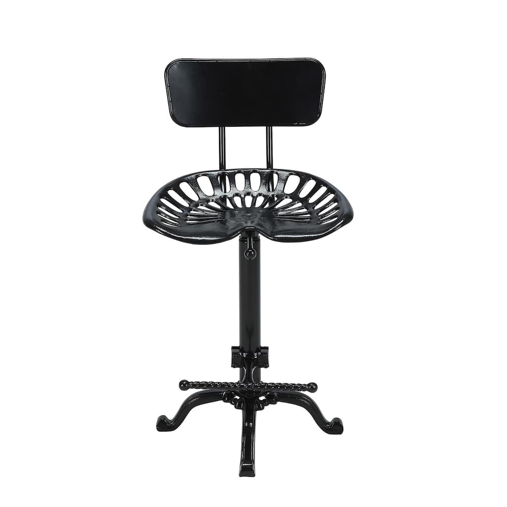 47" Black Low Back Adjustable Height Bar Chair With Footrest - 18.5