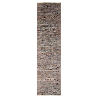 ECARPETGALLERY Hand-knotted Silk Shadow Multi Color Silk, Wool Rug - 2' 4" x 9' 10"