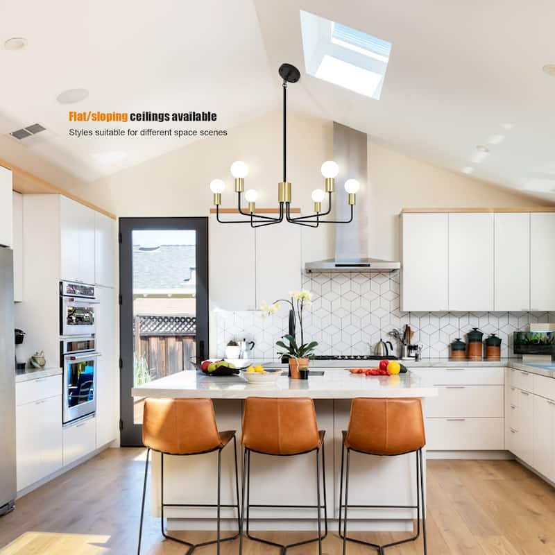 6-Light 30.15"W Kitchen Island Modern Chandeliers for Living Room
