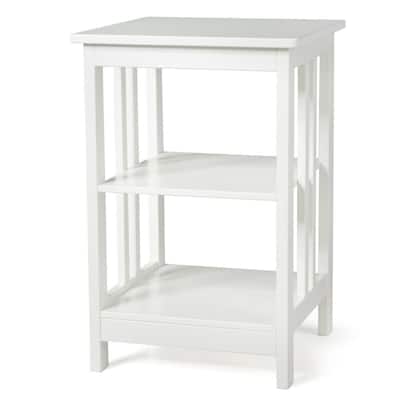 3-Tier Nightstand Side Table with Baffles and Corners-White