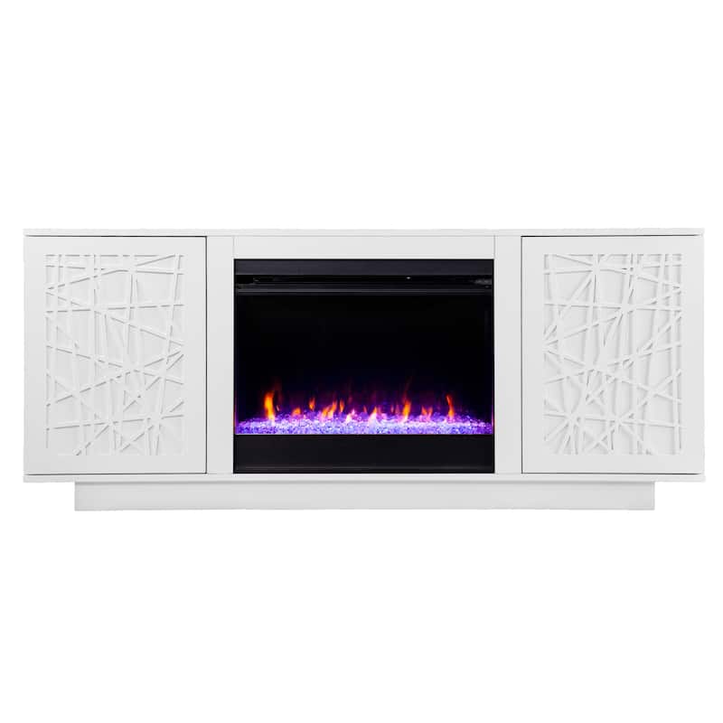 SEI Furniture Delauro Color Changing Electric Fireplace Media TV Stand with Storage