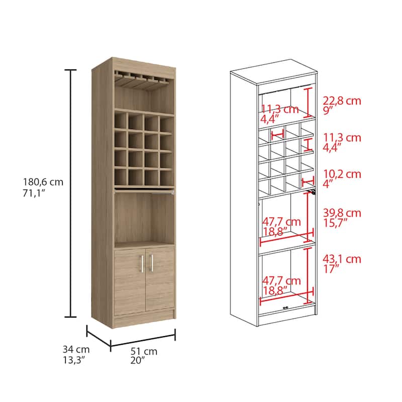 Bar Cabinet for Kitchen, Dining Room,Living Room, Light Pine