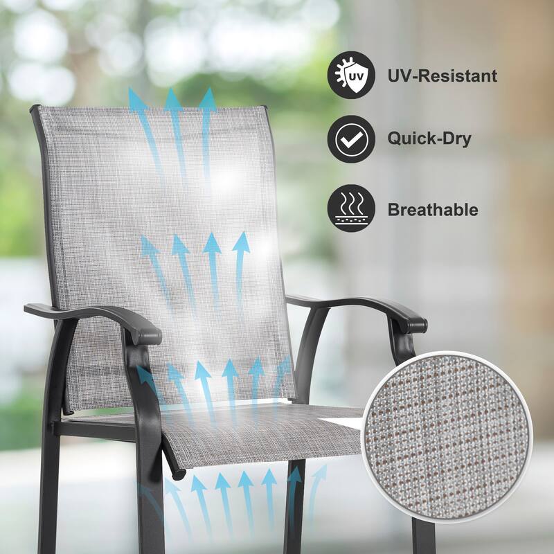 Outdoor 2-Piece Textilene Bar Stools with High Backrest, Gray