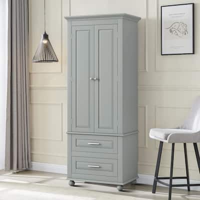 Modern Minimalist Wooden Tall Bathroom Storage Cabinet with Anti-Tipping Device