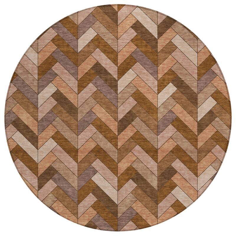 Machine Washable Indoor/ Outdoor Modern Chevron Chantille Rug