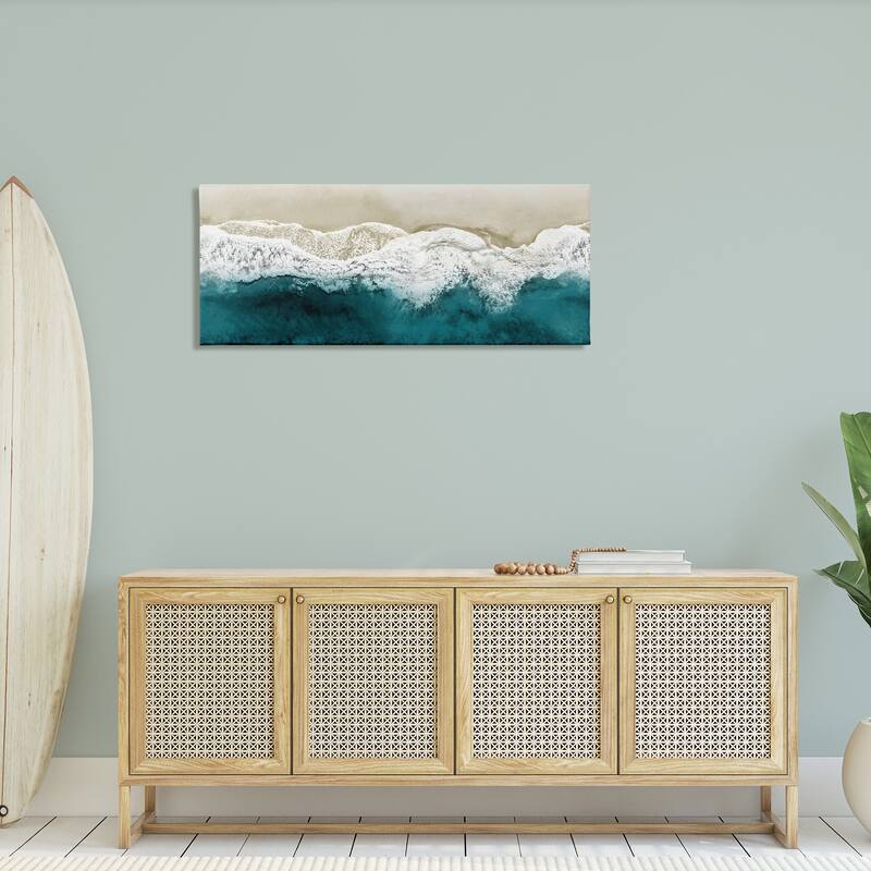 Stupell Foamy Beach Coast Deep Blue Ocean Water Canvas Wall Art