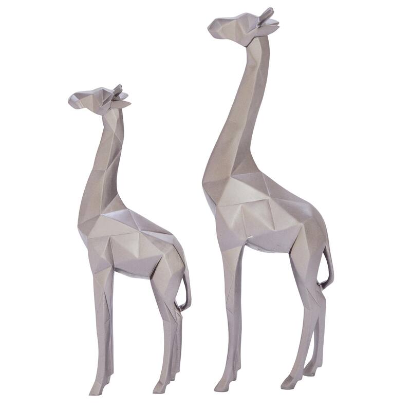 Polystone Giraffe Decorative Sculpture - Set of 2 Gold or Silver - CosmoLiving by Cosmopolitan