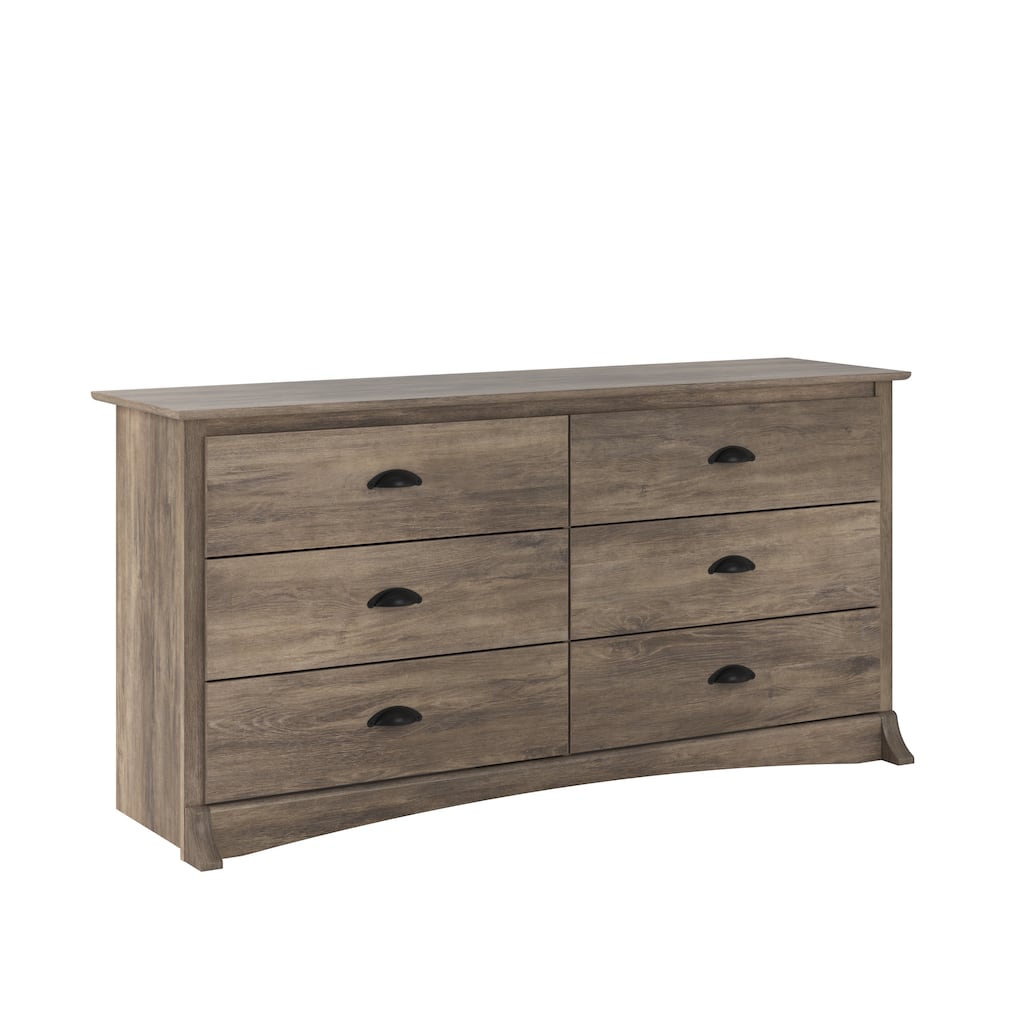 Prepac Salt Spring 6 Drawer Double Dresser for Bedroom, Wide Chest of Drawers, Traditional Bedroom Furniture