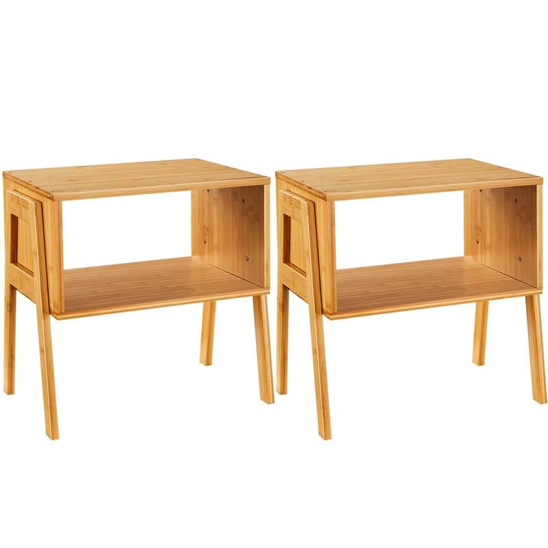 Bamboo Stackable End Tables, Set of 2 - 11.6"D x 16.5"W x 16.9"H