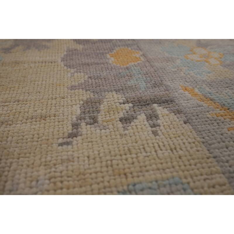 Oushak Vegetable Dye Runner Rug Hand-Knotted Wool Carpet - 3'1"x 11'6"