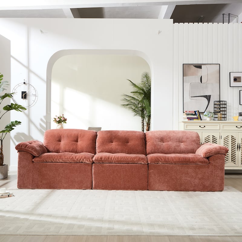 Modular Convertible Cushioned Sleeper Sofa Set - Orange(3 Seat)