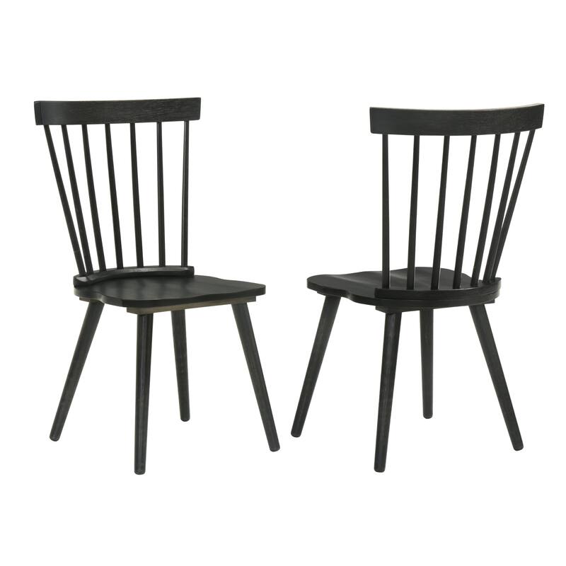2 Pieces Set Dining Side Chair Rustic Modern Farmhouse Design Retro Design Easy To Assembly - Black
