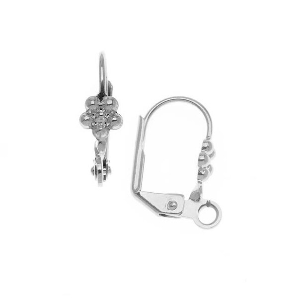 Beadsmith Silver Plated Leverback Earring Findings With Daisy Beadsmith Silver Plated Leverback Earring Findings With Daisy Pad 15x9mm 12