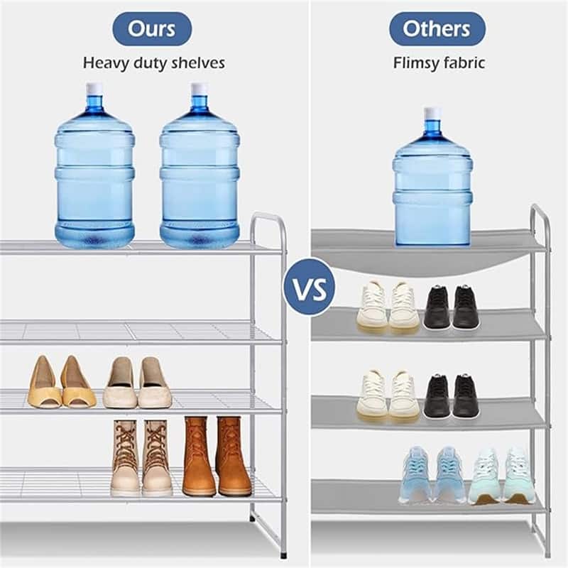 4-Tier Long Shoe Rack - 11.4"D x 43"W x 32.4"H