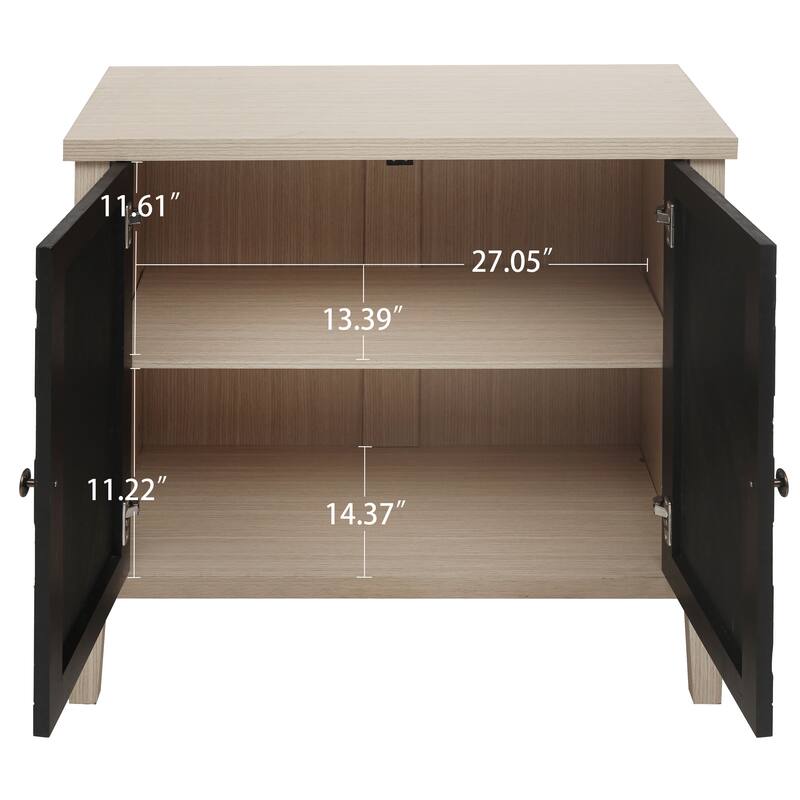 2-Door Carved Storage Cabinet with Adjustable shelf, Accent Furniture for Living Room, Hallway, Kitchen