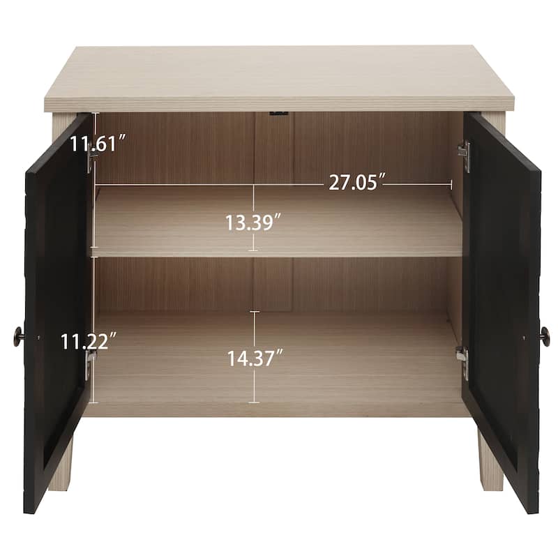 Roomfitters 2-Door Accent Storage Cabinet, Modern Carved Buffet Sideboard with Adjustable Shelf