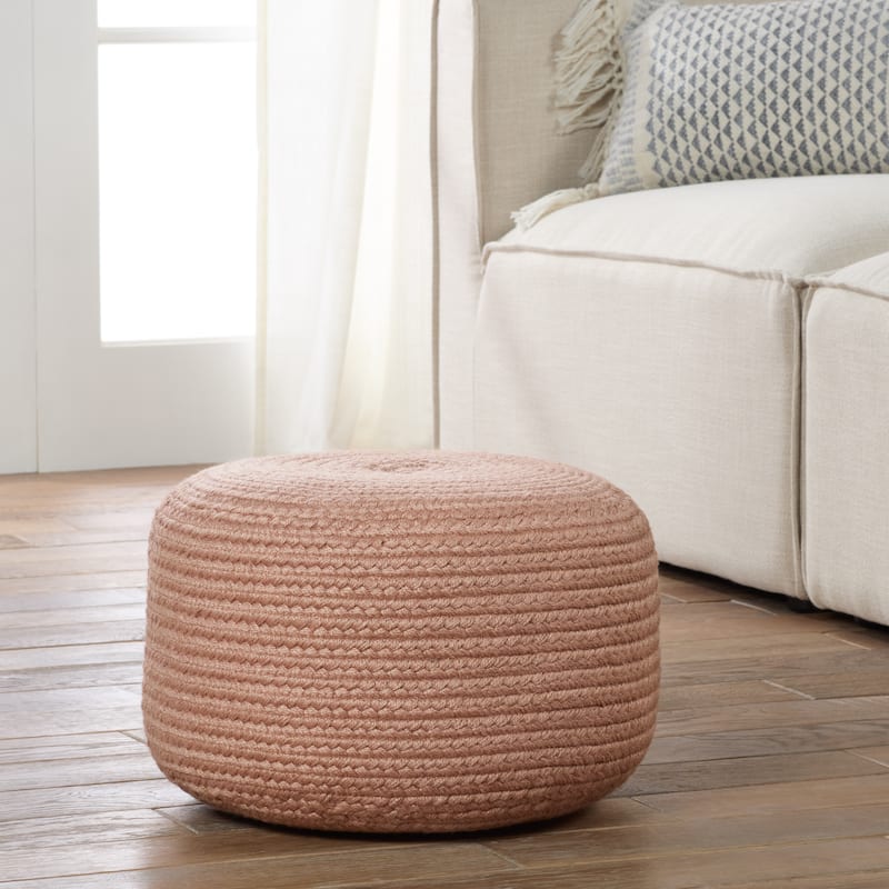 Jaipur Living Saba Solar Round Indoor/Outdoor Polyester Pouf Ottoman/Foot Stool - 18"X18"X12"