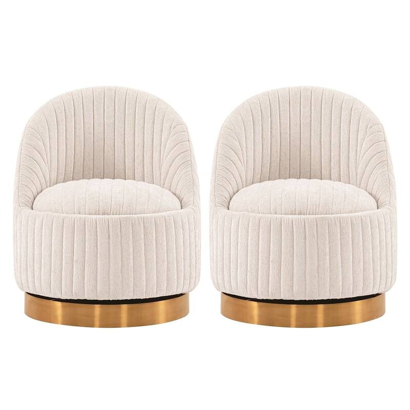 Manhattan Comfort Modern Leela Swivel Boucle Accent Chair Set of 2