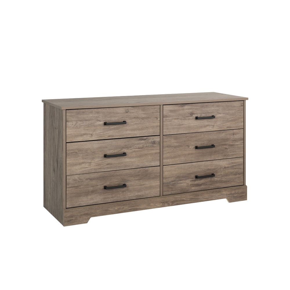 Prepac Rustic Ridge Farmhouse Chest, Wooden Bedroom Dresser with 6 Storage Drawers