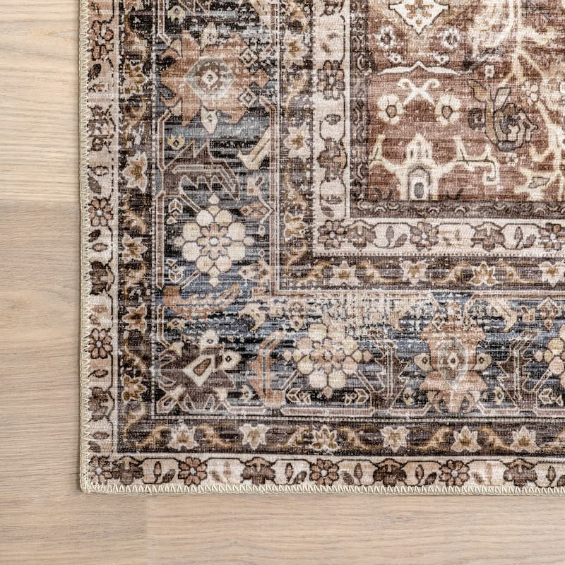 Nuloom Freesia Faded Floral SplashGuard Machine Washable Area Rug