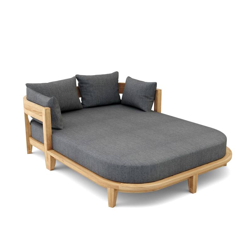 Coronado Teak Outdoor Daybed with Sunbrella Cushions - Cast Charcoal